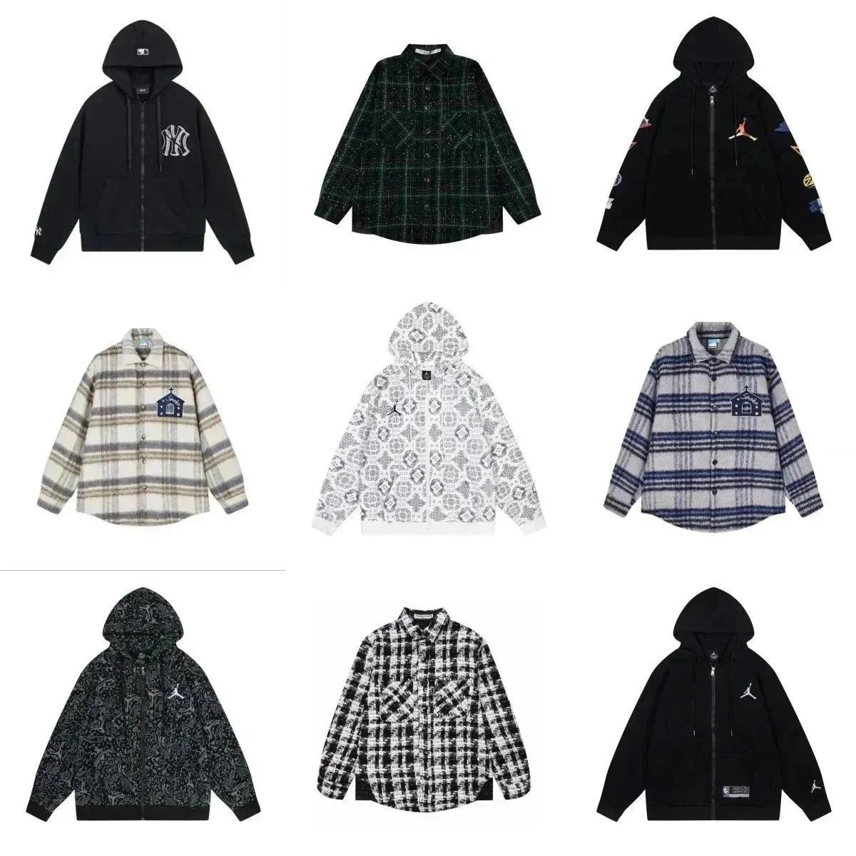 Jordan Jumpman Streetwear Zip-Up Hoodie and Flannel Shirt Collection Multicolor