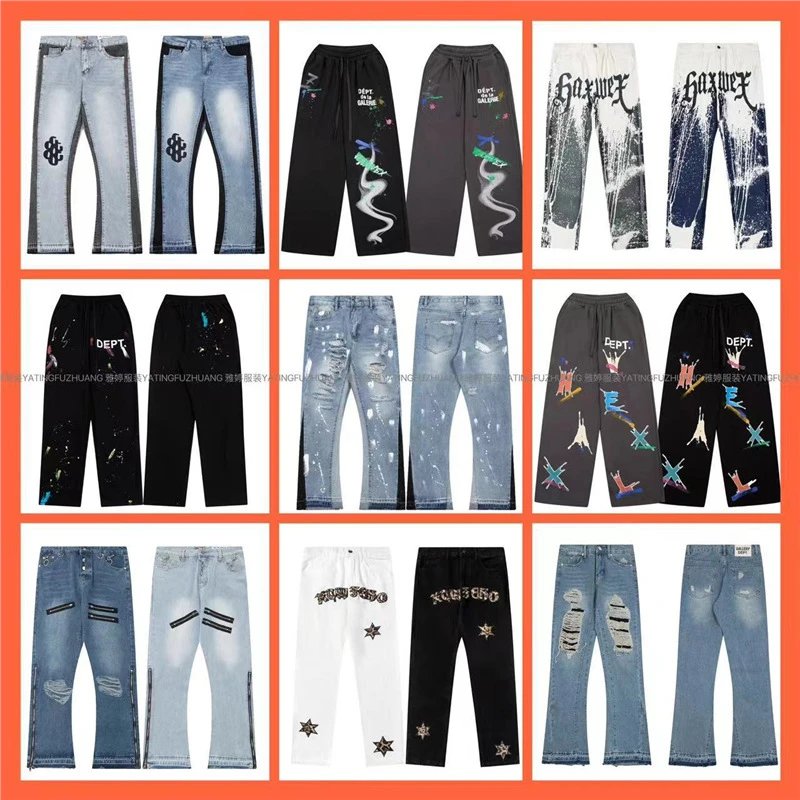 Gallery Dept. Artistic Paint Splatter Denim Jeans Streetwear Pants Multicolor