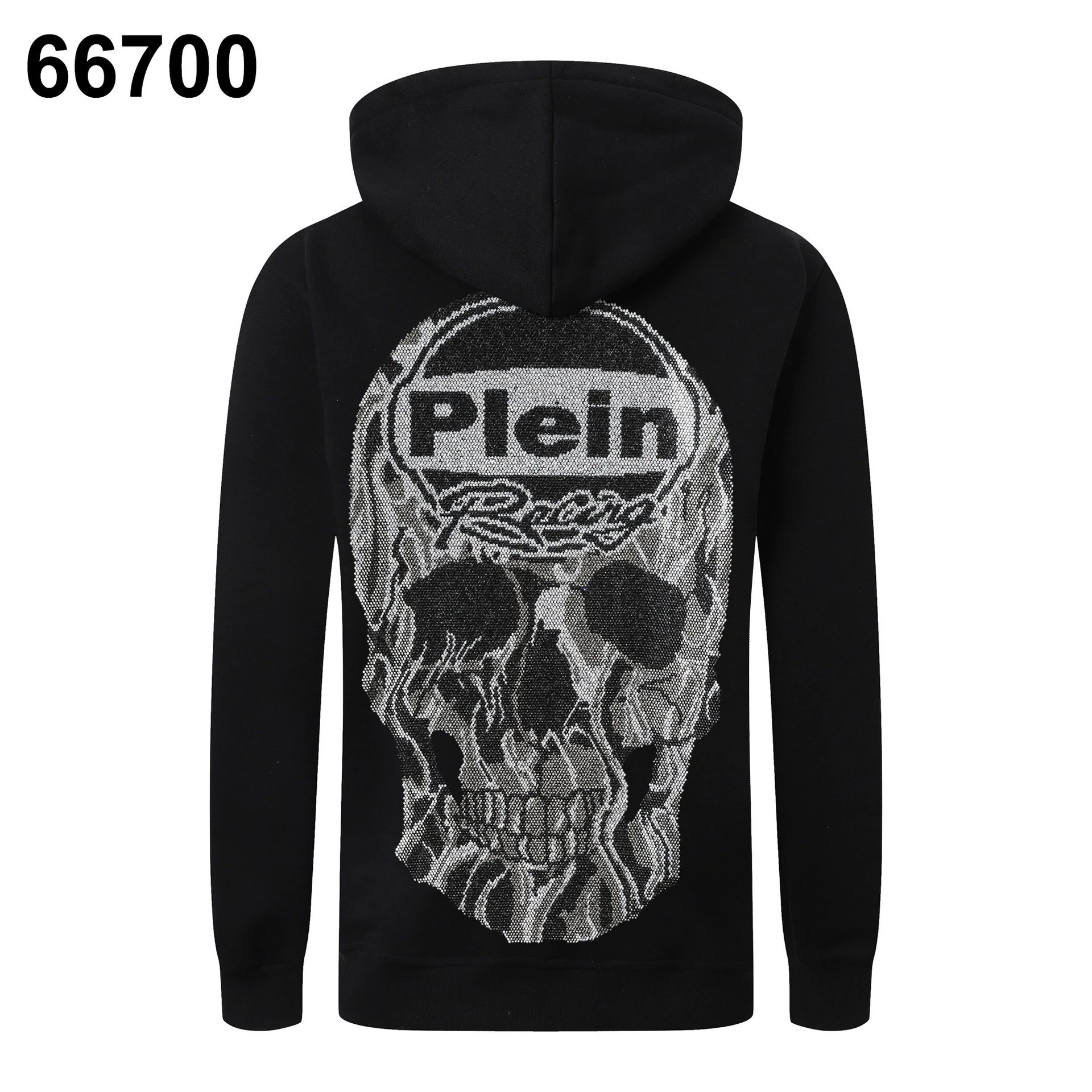 Philipp Plein Plein Racing Skull Rhinestone Hoodie Black