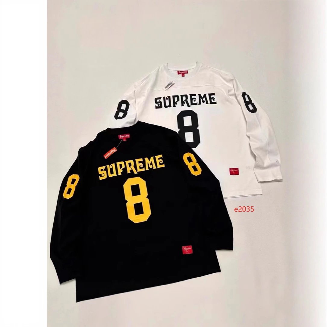 Supreme Number 8 Graphic Streetwear Jersey Black and White