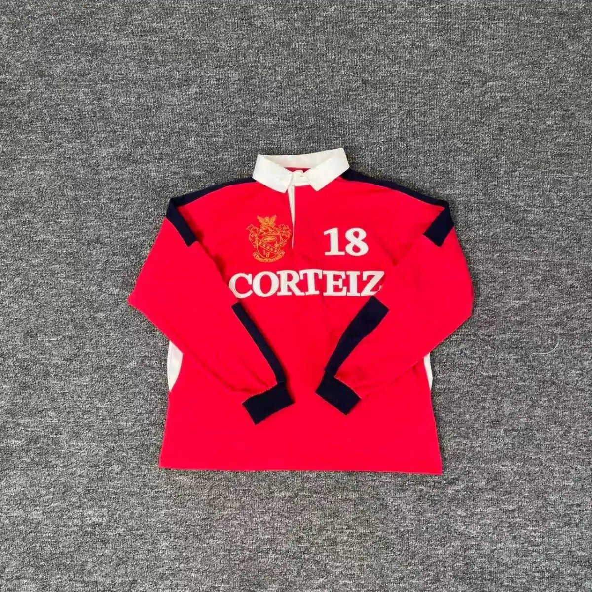 Corteiz Rugby Shirt Long Sleeve Shirt Red