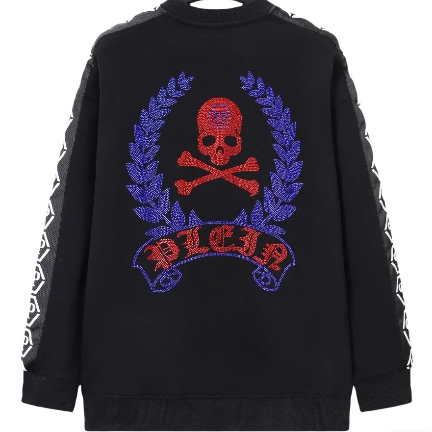 Philipp Plein Skull Crystal Embellished Rhinestone Sweatshirt Black