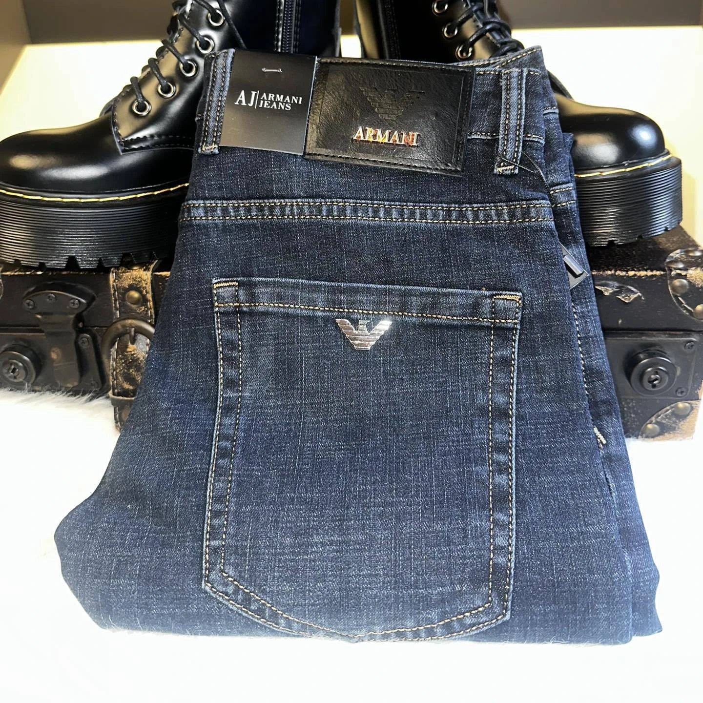 Armani Jeans AJ Classic Fit Denim Jeans Dark Blue