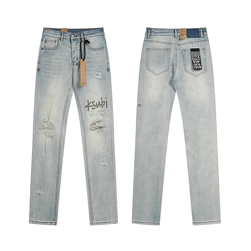 Ksubi Chitch Distressed Slim Fit Jeans Light Blue