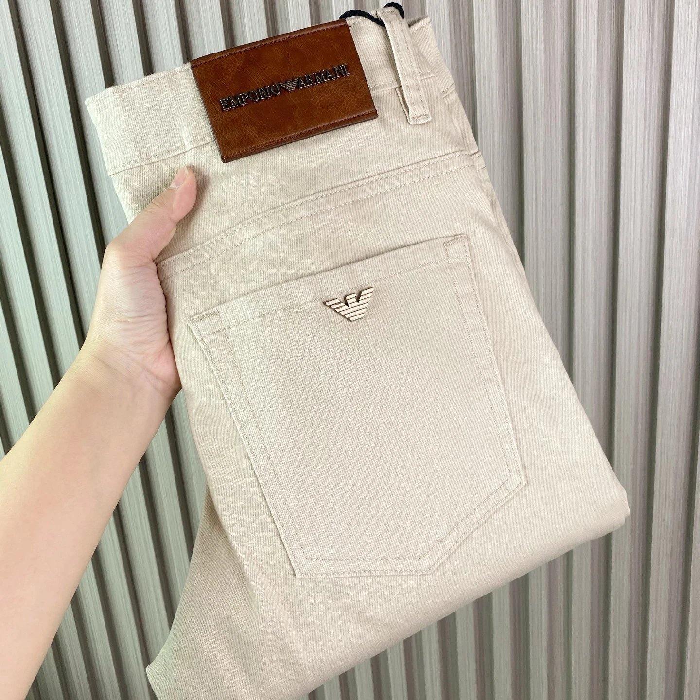 Emporio Armani EA Five-Pocket Casual Denim Pants Beige