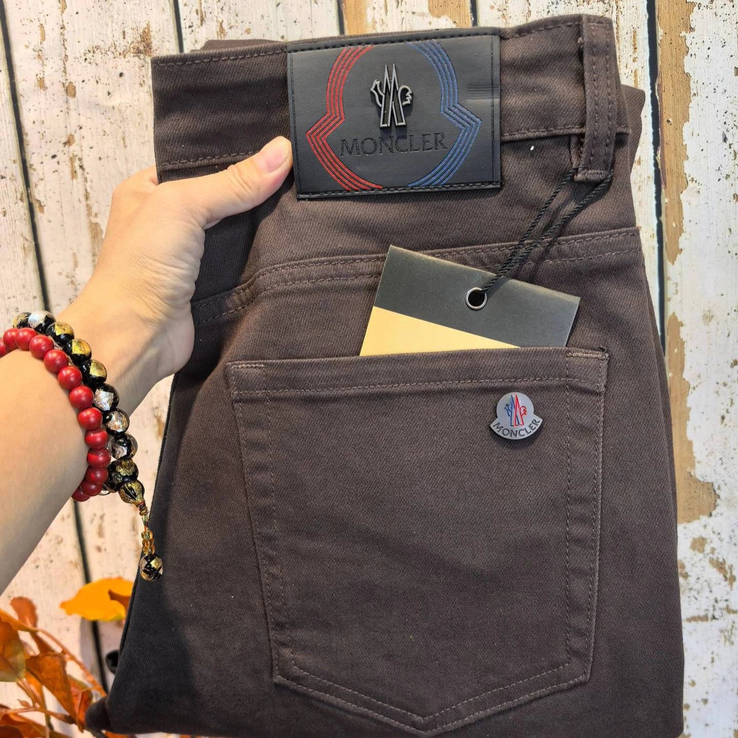 Moncler Five-Pocket Denim Jeans Casual Pants Brown