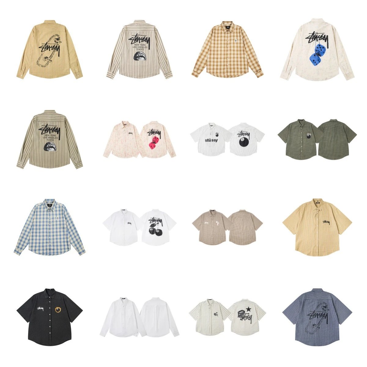 Stussy Graphic Button-Down Shirt Streetwear Casual Shirt Multicolor
