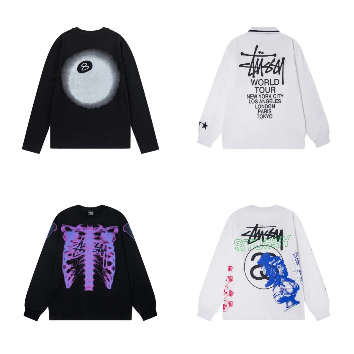 Stussy Graphic Long Sleeve T-Shirt Collection Streetwear Cotton Long Sleeve Shirt Multicolor