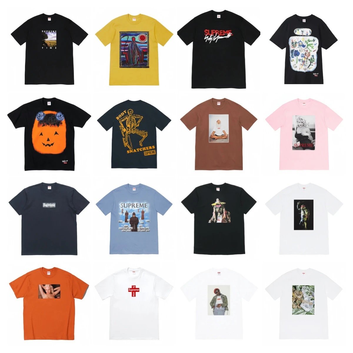 Supreme Graphic T-Shirt Collection Streetwear Oversized Tee Multicolor