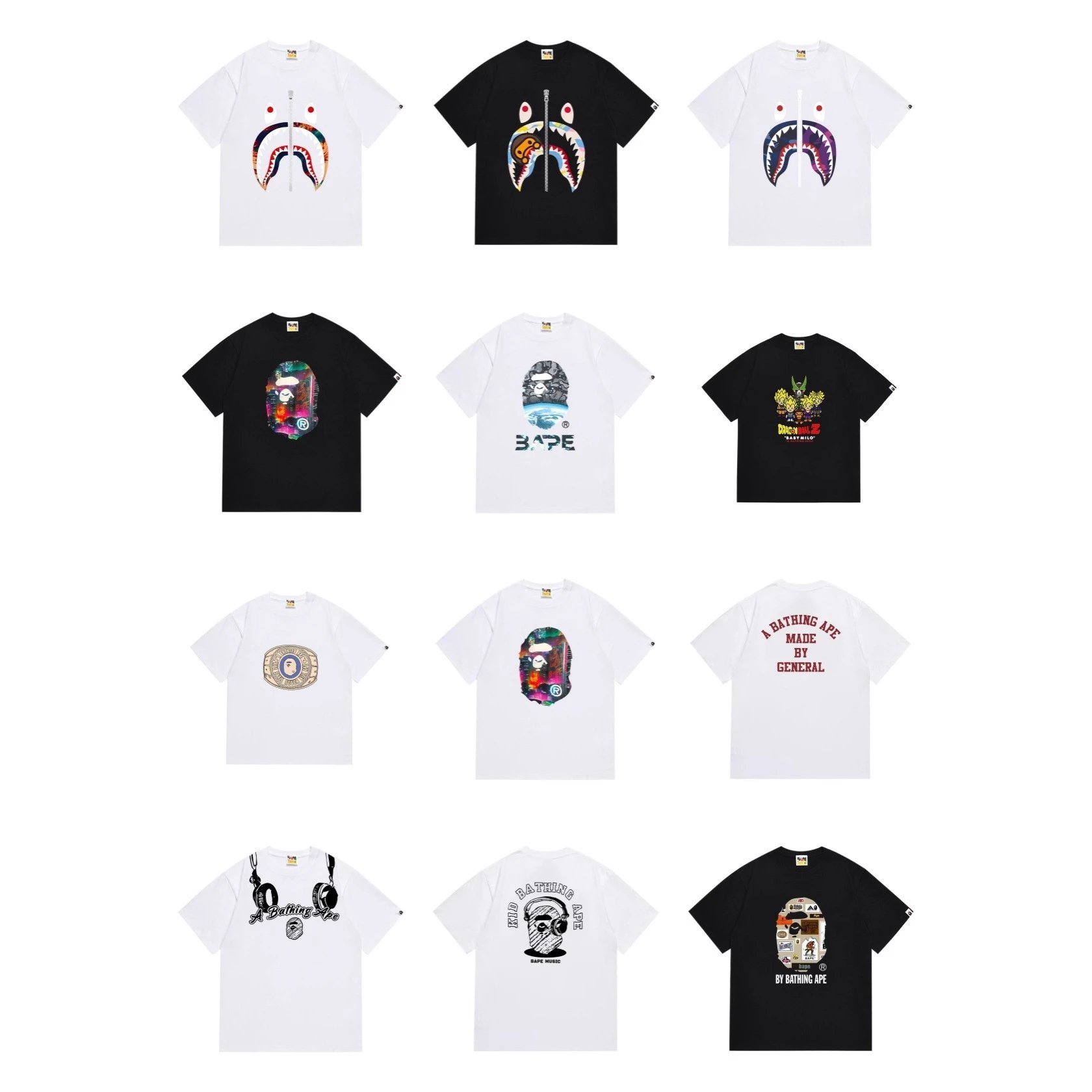A Bathing Ape BAPE Graphic Print Cotton T-Shirt Multicolor