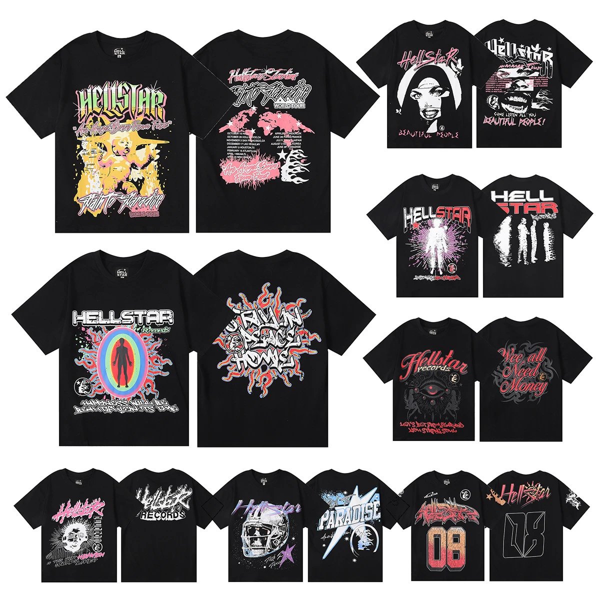 Hellstar Graphic Print Oversized Cotton T-Shirt Black