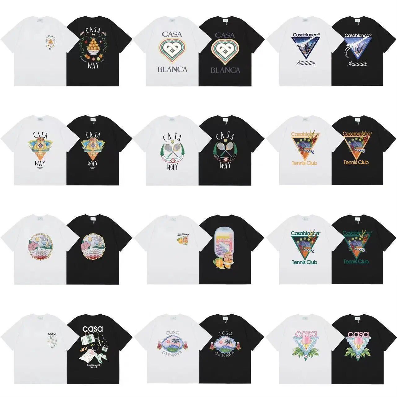 Casablanca Graphic Print Oversized Tee White and Black